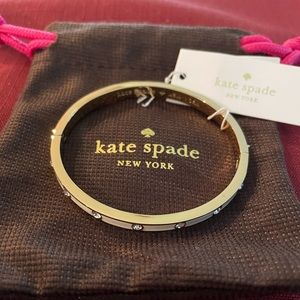 Gold Kate Spade Bracelet with White and Rhinestone Detail